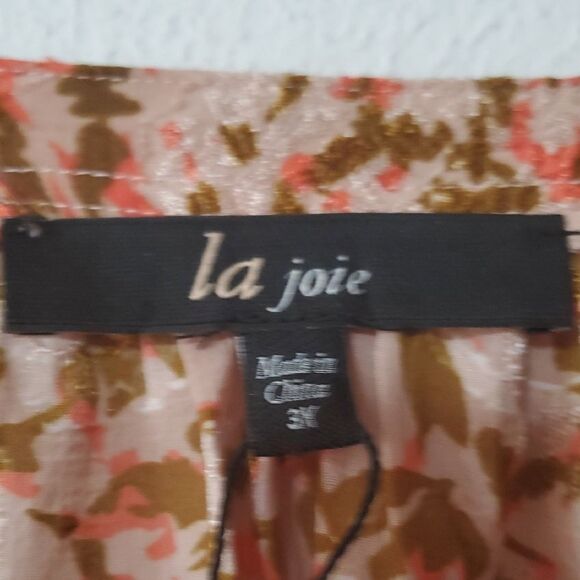 LA JOIE FLoral Blouse in Brown and Pink 3X - Picture 3 of 8